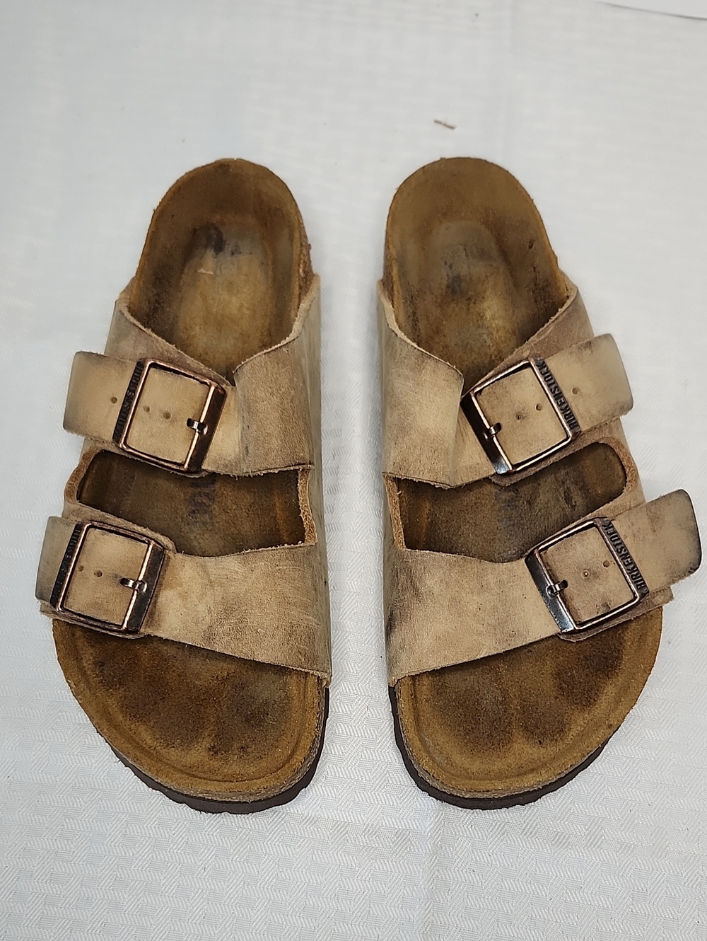 Birkenstock Suede Two Strap Cork Sandals Brown